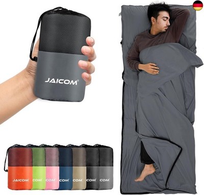 JAICOM Hüttenschlafsack, Ultraleichter Seideschlafsack für Reise, 2in1 H