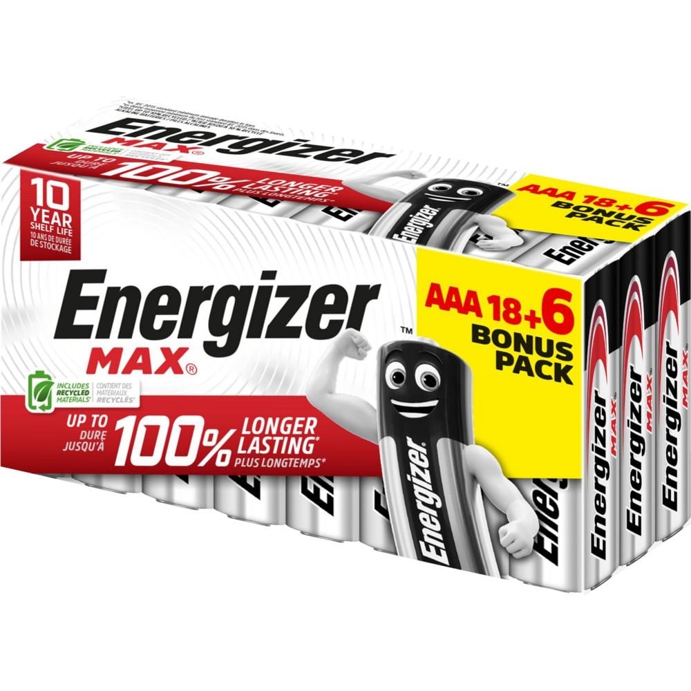 Energizer - MAX, 18+6 AAA-Batterien, Lange Lebensdauer für den täglichen Gebrauch, Keine Sulfatierung und 10 Jahre Lebensdauer, Paquete de 24 - Bild 2