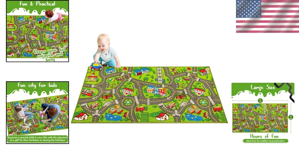 Alfombra para niños alfombra de juego City Life 30 x 60 pulgadas alfombra de actividad antideslizante para niños pequeños Foto 2 de 4