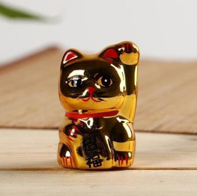 1 Pair 5cm/2'' Maneki Neko Cat Ornaments Decoration Fortune Fengshui Lucky Bec...