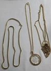Vtg. Lot Of 3 Crown Trifari Goldtone Necklaces Chains / Jewelry 20", 22" & 34"
