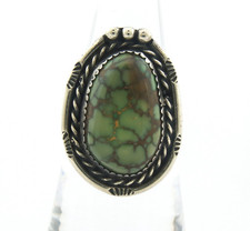 Navajo Ring Sterling Silver Natural Spiderweb Turquoise Vintage Artist Size 5.0