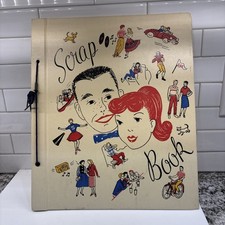 Large Scrapbook Photo Album 1950's Graphics-vintage Cars Football Bike Radio