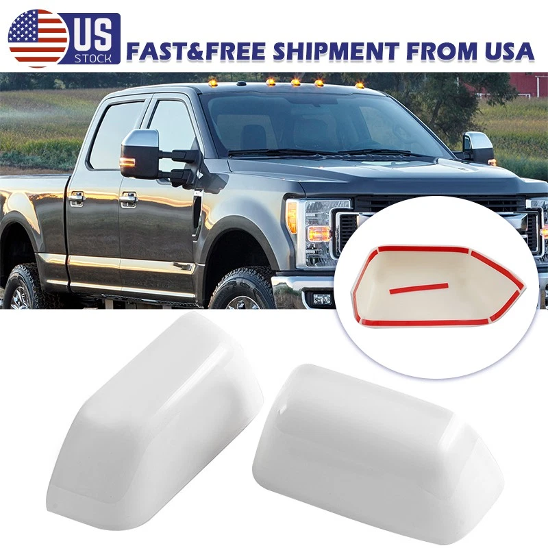 White For 2017~2022 2023 2024 Ford F250 F350 Super Duty Top Tow Mirror Cover Cap - Image 3 of 4