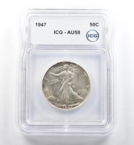 1947 Walking Liberty Half Dollar AU58 ICG *3712