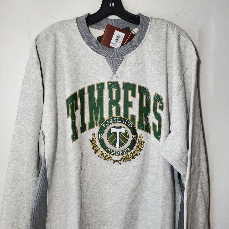 Portland Timbers Sweater Mens XL Gray Green MLS Soccer Crewneck Mitchell Ness - Image 2 of 4
