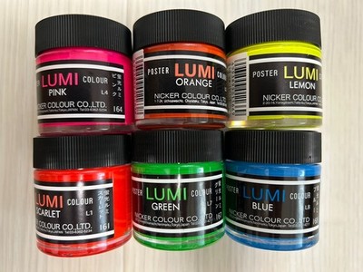 Nicker LUMI Poster Colour Set   6 Fluorescent Colors  (40ml each)
