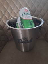 Grolsch Bier Eiskübelhalter, silber Metall Trinkgeschirr gebraucht, guter Zustand