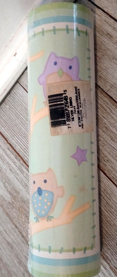Silver Lining Owls 8'' x 10 Yd. Pre-pasted Wall Border Roll 25649 