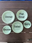 Vintage Lot Fire-King Jadeite Jane Ray Flat Soup Bowls, Plates, Berry, Dinner