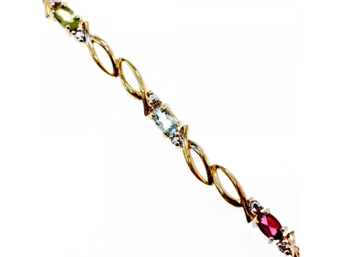 VALENTINO BRACCIALE MULTI PIETRE PREZIOSE PLACCATO ORO 925 MISURA 7 5 IN