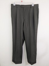 Zanella Dress Pants Men's 36x31 Green Wool Pleated Cuffed
