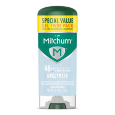 Mitchum Men's Unscented Antiperspirant  Deodorant Gel, 48HR, 2-Pack