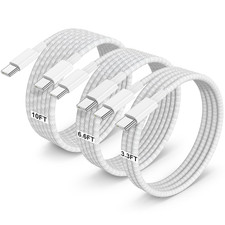 3-Pack Braided 3.3FT 6.6FT 10FT 60W USB C to USB C Cable, Type C Fast Charging