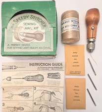 Vintage Authentic Speedy Hand Stitcher Sewing Awl Tool Kit Heavy Fabric USA