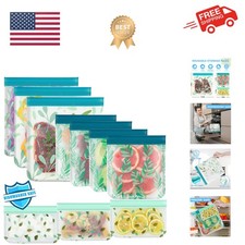 10 Pack Dishwasher Safe Reusable PEVA Food Storage Bags, Leak proof Reusable ...