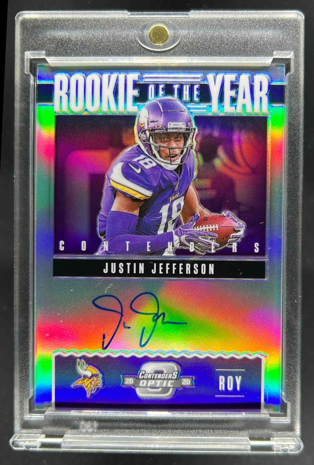2020 Contenders Optic Justin Jefferson Rookie of the Year RC Auto #85/99 Vikings