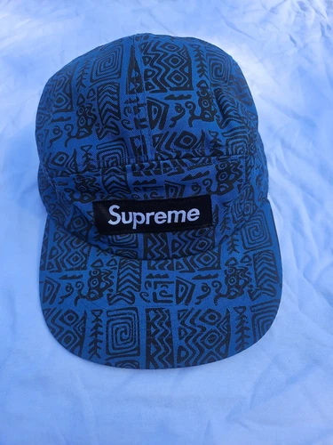 Supreme Tribal Aztec Soft bill Camp Hat Blue Strapback Cap 2011 Release
