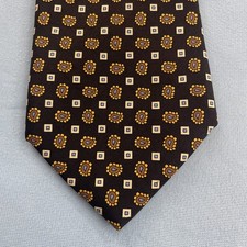 Zadi Andrew's Ties Milano Italy Silk Tie vtg 62" Long Geometric Deco BlackBronze