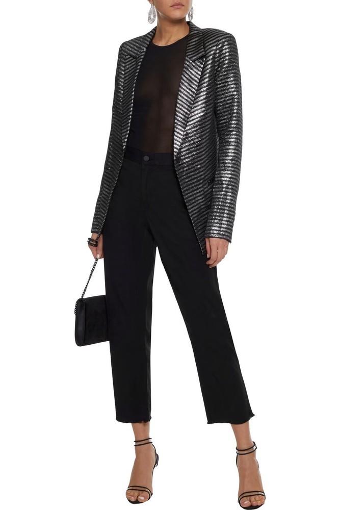 RTA Arrow Cropped Stretch Twill Straight Leg Pants Black NWT $235