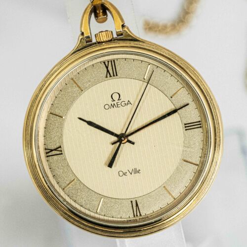 *Exc+5* Montre de Poche Vintage OMEGA De Ville Cal.1417 Quartz *191.1780 Or Romaine