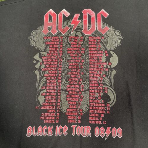 AC/DC T-Shirt Black Ice Tour 2008/09 Shirt Rock Band Merch Fruit Of The Loom XXL - Picture 7 of 7