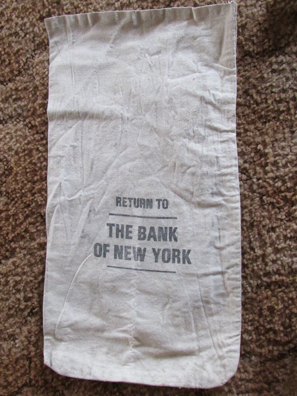 CANVAS BANK BAG  !! BANK of NEW YORK  !!    "SIZE 19"x10"   #8