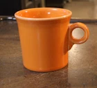 2 Fiesta Ware HLC Persimmon Orange Coffee Mugs O Ring Handle Tom & Jerry