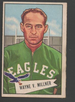 1952 Bowman Large Football Card #57 Wayne Millner-Philadelphia Eagle Vg Grade