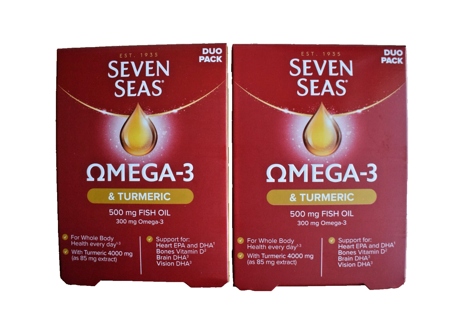 2x Seven Seas Omega-3 & Turmeric 4000mg & Omega-3 120 Tablets & Capsules