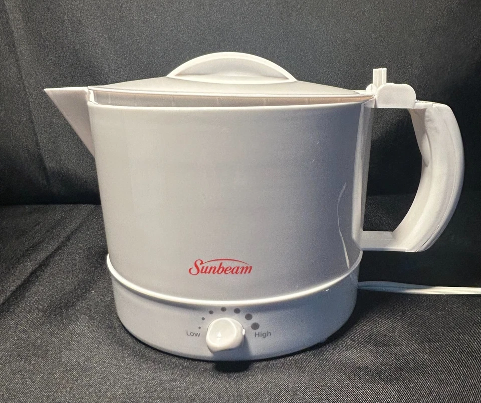 Sunbeam Hot Pot Express Eléctrico Abatible Top Ajustable Calor Blanco 32 OZ Funciona, Caja Foto 2 de 4