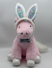 FAO Schwarz Sparklers NEW Pink Pony 15" Plush Bow Tie Easter Bunny Ears