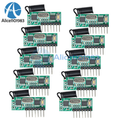 10PCS Wireless 433MHz RF Receiver Remote Control 4 Way Learning Decoder Board
