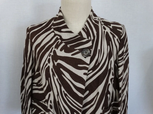  Michael Kors Brown/Beige Top Button Wrap Blazer Jacket Womens Size 8  - Image 2 of 4