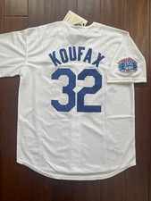 Dodgers  #32 Sandy Koufax 1958 Jersey with Champions patch White men's size