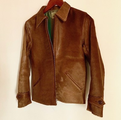 horse hair leather biker jacket size 