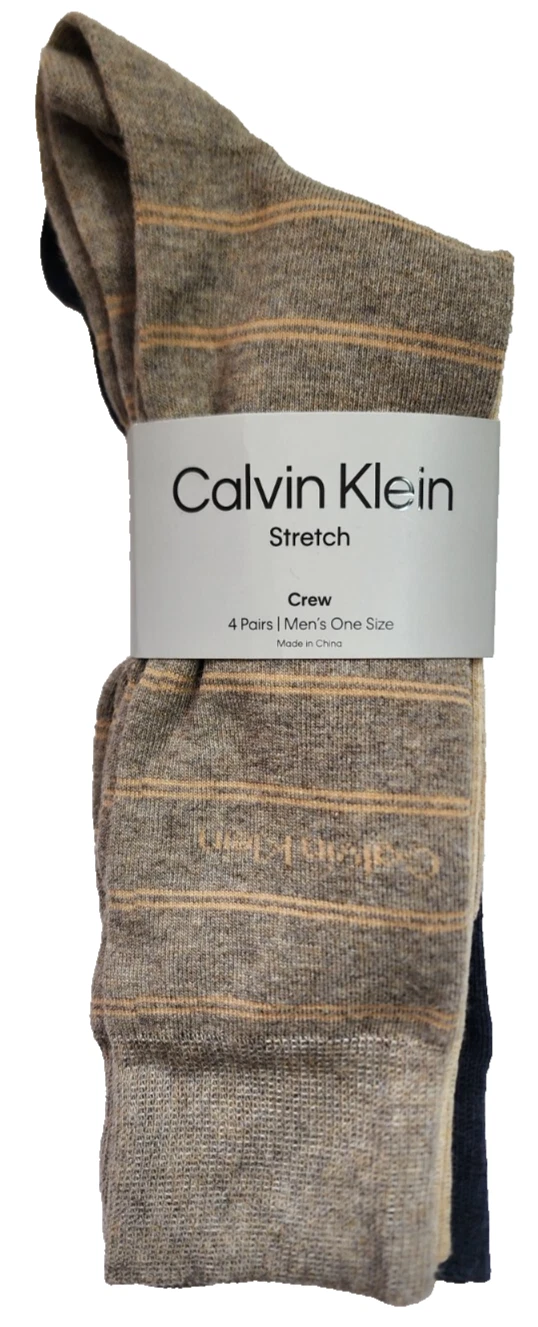 Calvin Klein Men's Stretch Crew Socks Beige Assorted 4 Pairs