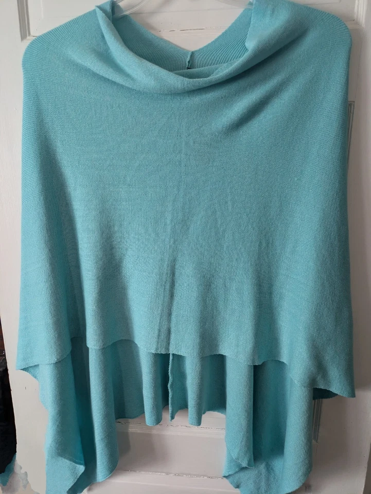 Poncho/chal Parkhurst turquesa tejido O/S algodón/rayón nuevo con etiquetas (ver medidas) Foto 3 de 4