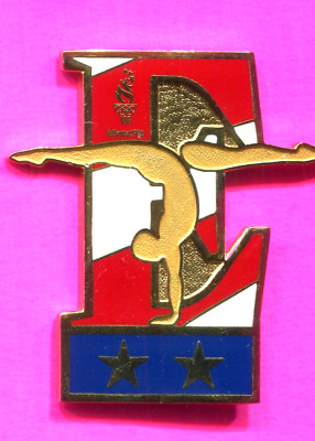 1996 OLYMPIC PIN LARGE GYMNASTICS PIN GOLD ATHLETE ON THE LETTER E PIN #518742
