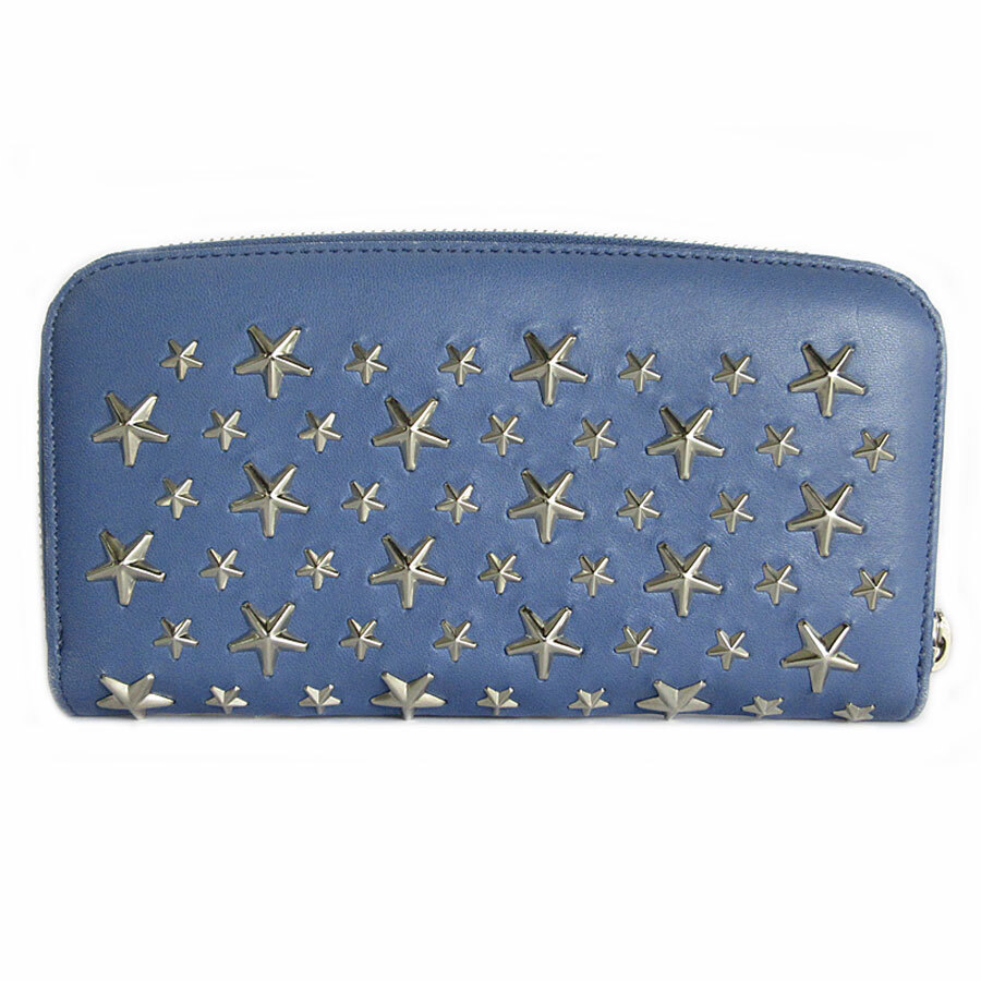 小物 so-1540) THE CRIMIE STAR STUDS WALLET Christian Louboutin Panettone Studded Blue Leather Zip