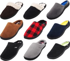 Norty Men's Slip-On Indoor Outdoor Clog Slippers - Faux Suede/Microfiber/Flannel