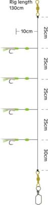 Kinetic Sabiki Trembler Holo Fishskin Heringsvorfach Gr. 4 Hering Makrele Rig