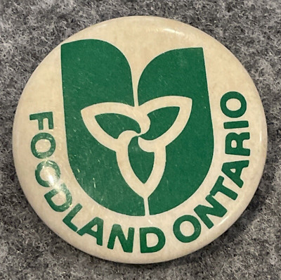 Foodland Ontario Groceries Logo Green Market Shopping Vintage Button Lapel Pin