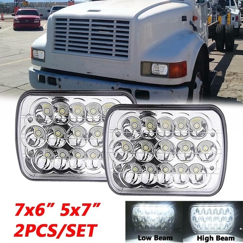 Pair 5x7" 7x6" LED Headlight For INTERNATIONAL 4700 4900 8100 9900