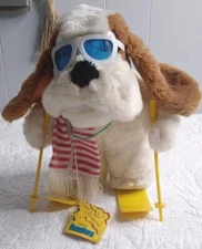 Vtg 1980s 1988 Prestige Toy Corp Dog Ski Skiing Plush 10” Stuffed Animal NEW 