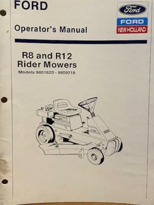 FORD R8 & R12 Rider Mowers Models 9801820 - 9809218 Operator's Manual ...