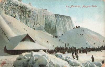 c1910 Ice Mountain Niagara Falls Crowd People Snow New York NY P104