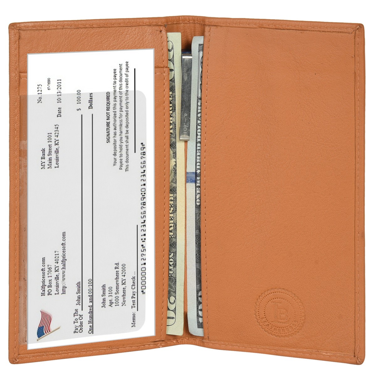 Genuine Leather PLAIN Checkbook Cover Tan NEW!!! | eBay