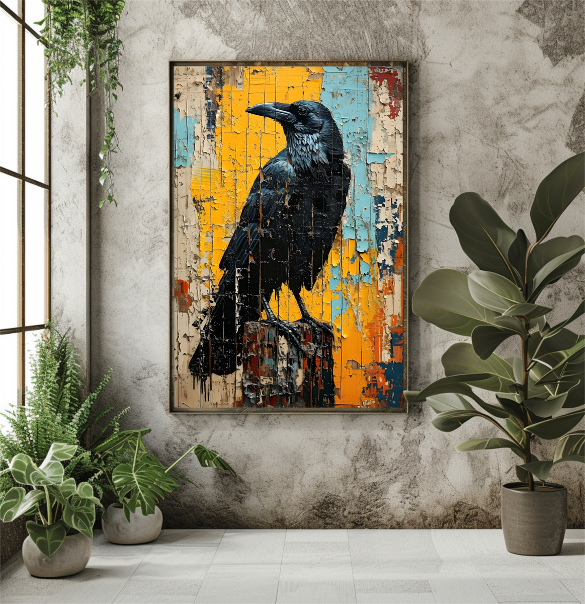 Crow Abstract Wall Art Print Canvas Poster Illustration Home Decor