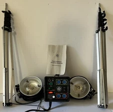 Photogenic PhotoMaster PM08 Pro 800 W/S 2 Head Light Kit Light Stand Sync Cord